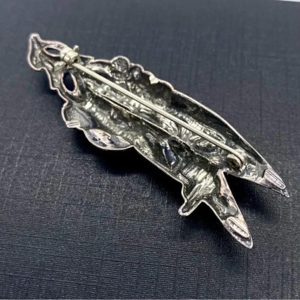 Vintage Repousse Art Nouveau Jack and the Beanstalk Brooch